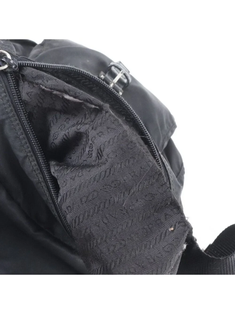 Prada Tessuto Nylon Triangle Logo Leather Shoulder Bag Crossbody Messenger